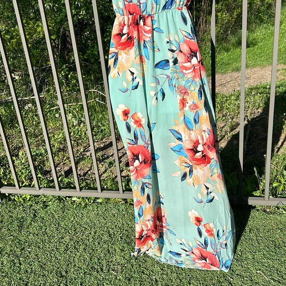 Scobe Green Floral Summer Wrap Dress Size Large - Picture 10 of 11